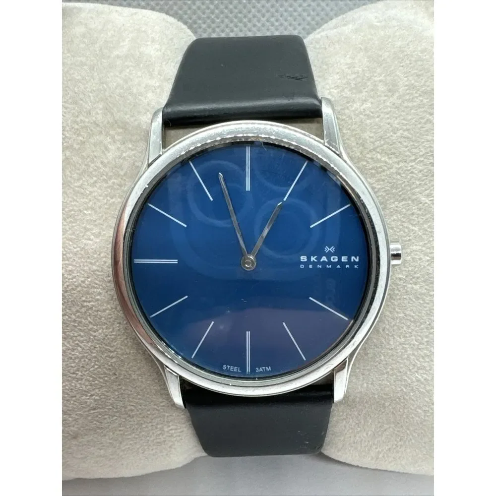 Skagen 858XLSLN Women's Black Leather Analog Dial Quartz Wrist Watch JNA922